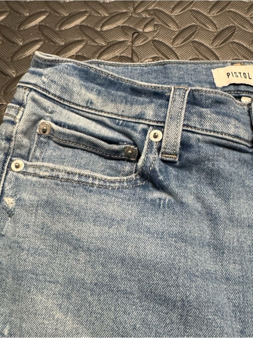 Pistola Light Wash Distressed Straight Leg Jeans Size 27 High Rise - Picture 5 of 12